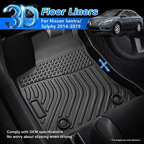 Sentra Floor Mats Fit for Nissan Sentra/Sylphy 2014-2019, All Weather Floor Mat for Sentra Accessories, Heavy Duty Waterproof