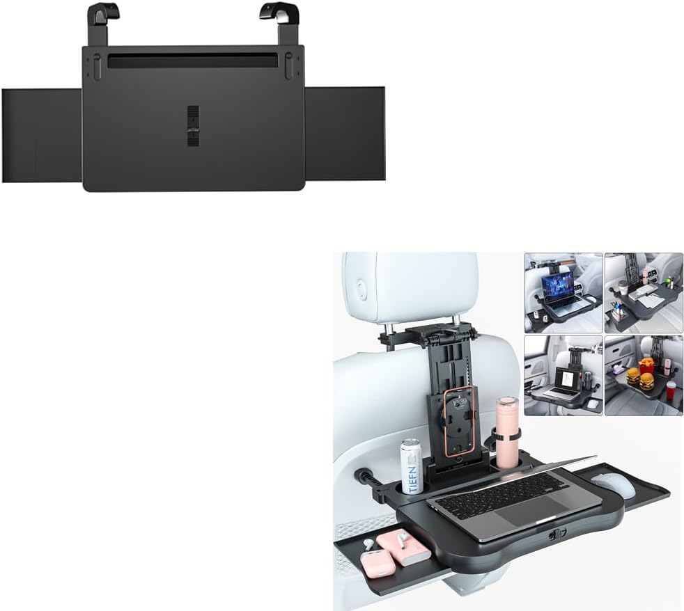 Car Back Seat Tray Table&Steering Wheel Tray, Car Food Tray, Car Desk for Laptop, Multipurpose Car Table for Eating & Work