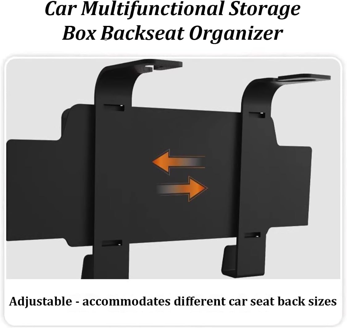 Car Headrest Backseat Organizer, 4 in 1 Multifunctional Vehicle Back Seat Storage Box with Drink Cup Holder Tissue Box, Automotive Interior Headrest Organizer Box, Universal Fit (Black)