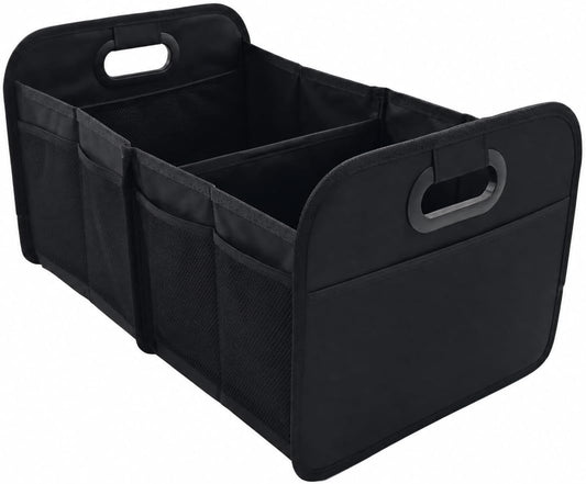 Car Trunk Organizer Foldable Waterproof Storage Caddy with Handles, Collapsible Auto Organizer for SUV, Truck, Van, Black