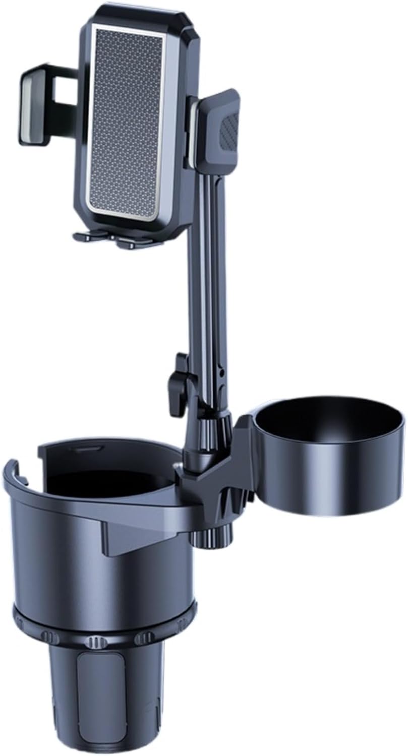 4 Styles Multifunctional Options Automatic Car Cup Holder/Tray/Phone Holder Expander,Adjustable Arms & Extendable Base Insert,360°rotation， Compatible with Phones and Most Bottles (phone-double cup)