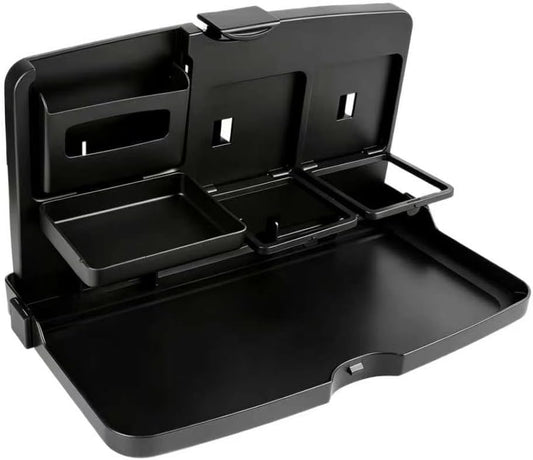 Car Food Tray Holder, Multifunctional Foldable Car Backseat Travel Tray, 13.38" x 7.87" Back Headrest Seat Eating Food Trays, for Food, Meal, Snack, Drinks (Black)