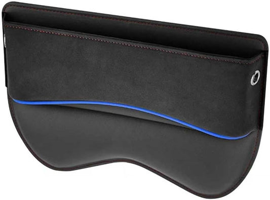 Car Seat Gap Filler Organizer, Leather Seat Storage Box with Cable Port, Anti-drop Multi-functional Center Console Organizer for Phone Key Card, Side Gap Filler for Most Cars (Black)