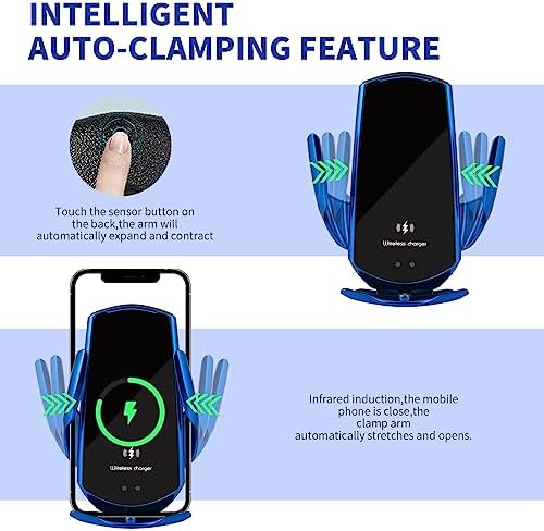 Wireless Car Charger Mount 15W Fast Charging Auto Clamping Car Phone Holder Mount Wireless Charging for Car Air Vent Compatible with All Android Smartphone(Red)