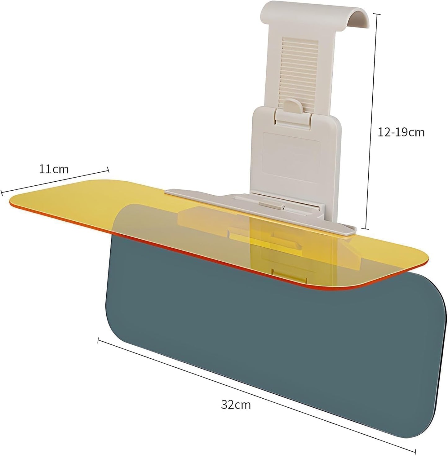 Day/Night Polarized Sun Visor Extender for Car/Trucks, Anti-Glare UV Protection Clip-On Shield, Shatterproof Optical Acrylic/Heat Reducer/Universal Adhesive-Free Sun Visor for Car Windshield
