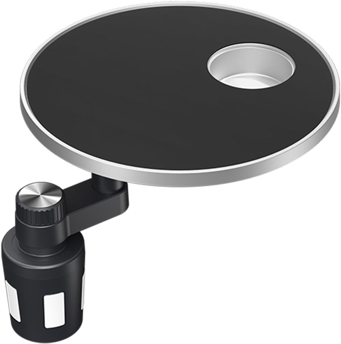 Car Tray and Cup Holders, 360° Rotating Car Desk for Laptop, Steering Wheel Tray, Car Food Tray Table for Eating, Automatic Center Console Cup Holder Universal Fit (Car Tray-Black)