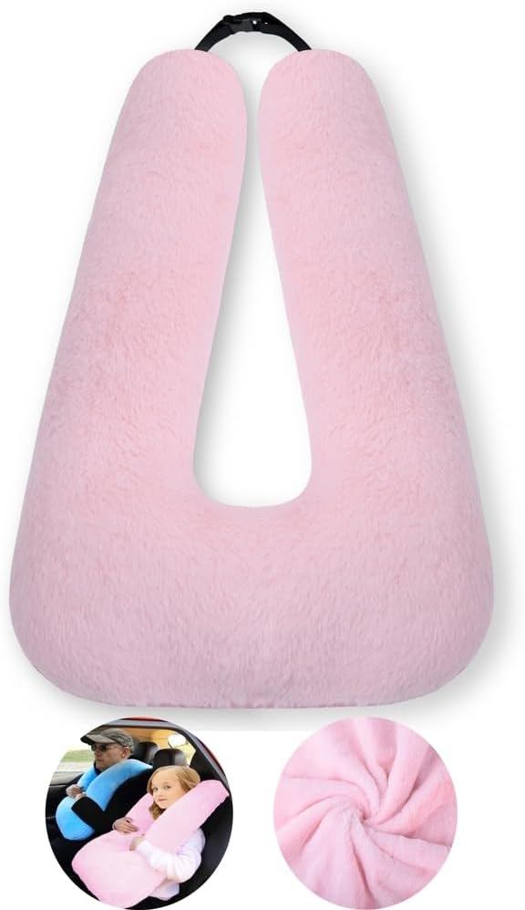 FHSGGP Travel Pillow Cushion for The Back Seat of Car Car Pillow | for Kids A Sleeping Artifact Suitable for Long-Distance Travel of Adults and Children Travel Pillow for Kids Pink