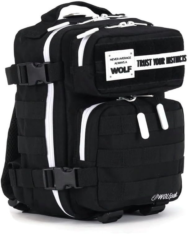 WOLFpak 9L Mini Tactical Backpack for Men & Women | Compact Everyday Carry Bag for Gym, School, Travel | Durable, Water-Resistant Daypack w/Molle System & Patch Panel (Alpha Black White Accents)