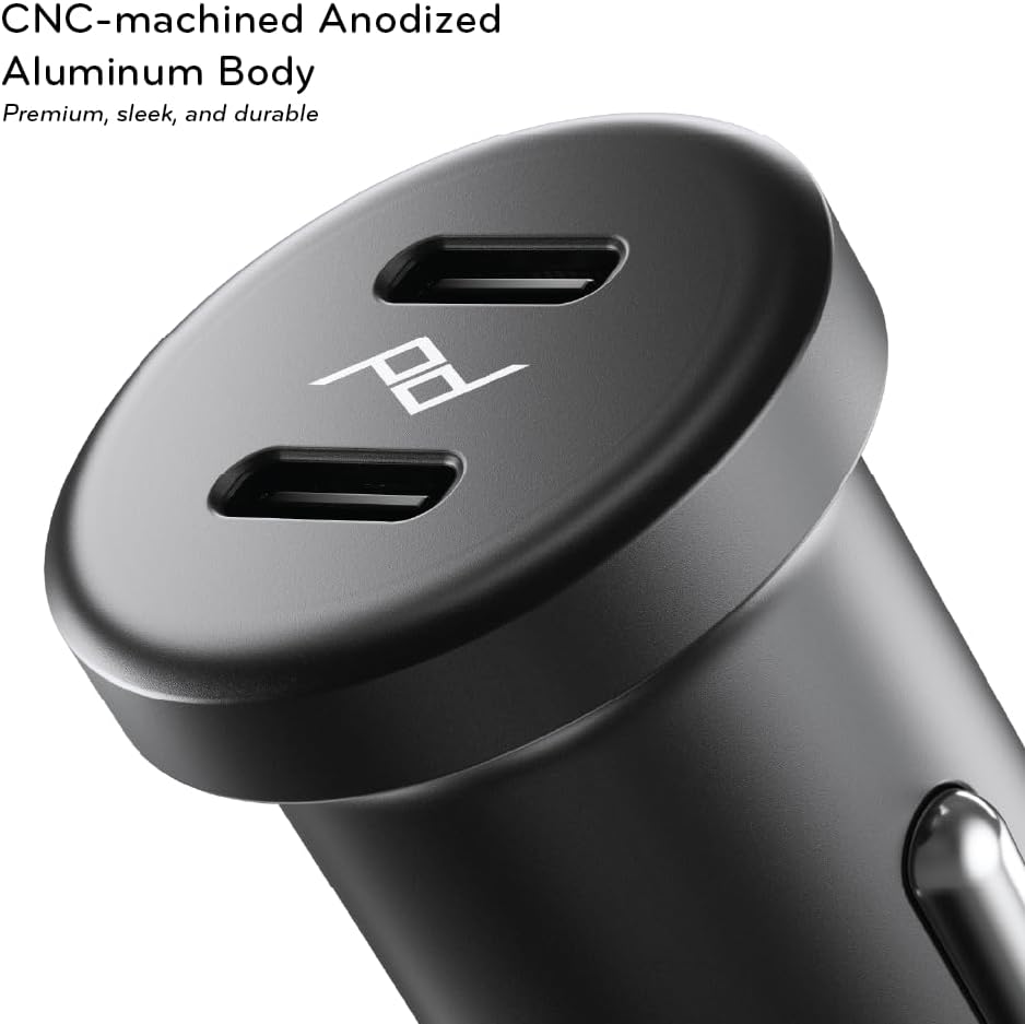 Peak Design Premium Dual USB-C Car Charger - 45W Total Output, Compact Metal Car Adapter, Fast Charging Compatible with iPhone, Android, Tablets & More - Low Profile Aluminum Build
