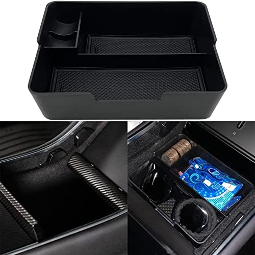 Compatible with Tesla Model 3/Y Accessories Center Console Organizer Tray Fits for Tesla Model 3 2017 2018 2019 2020 /Model Y 2020 （The cover closed Rotary version）