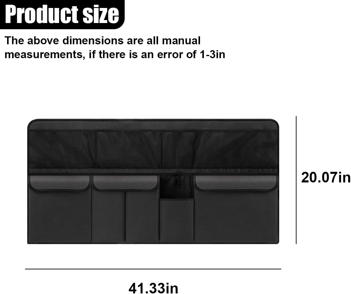 Car Trunk Organizer, Space Saving Hanging Automotive Back Seat Organizer Storage Bag with 10 Pocekts, Foldable Vehicle Interior Cargo Organizer Accessories for Car, SUV, Truck, MPV (Black)