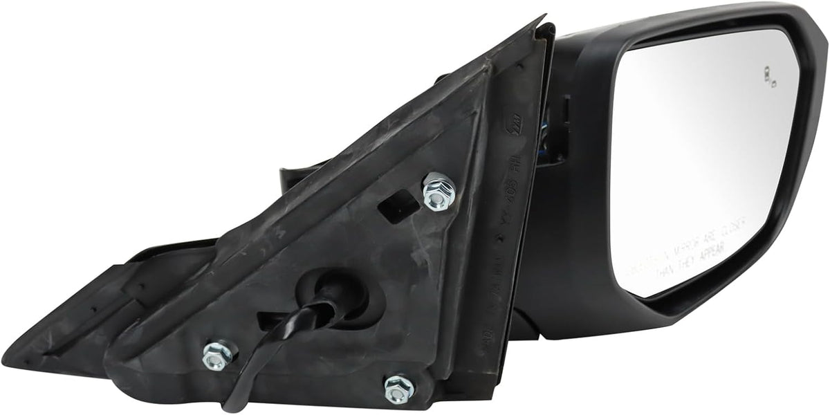 TRQ Passenger Side Power Heated Mirror Smooth Black Paint to Match