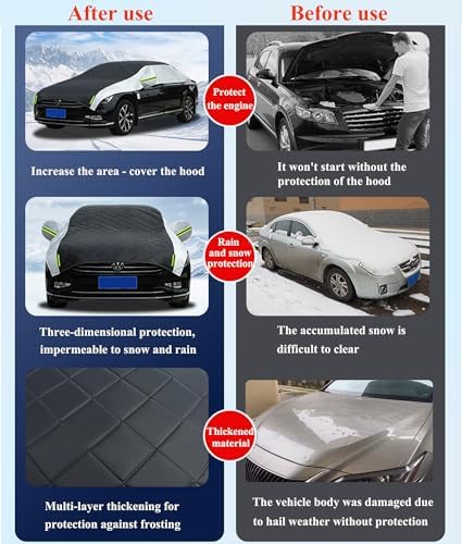 Car Cover Against Hail, Windshield Protector, Thicken Cover for SUV, Hail Blanket, Dustproof Snowproof for Sedan and Hatchback (Black, Sedan)