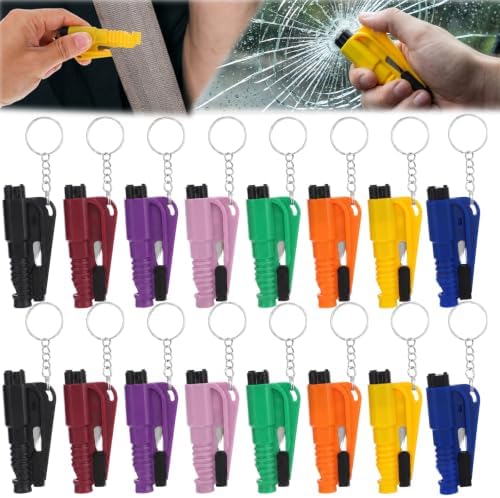90 Pcs Window Breaker Seatbelt Cutter with 18 Window Breakers and 72 Fluorescent Stickers Portable Durable Multifunctional Car Window Breaker Tool