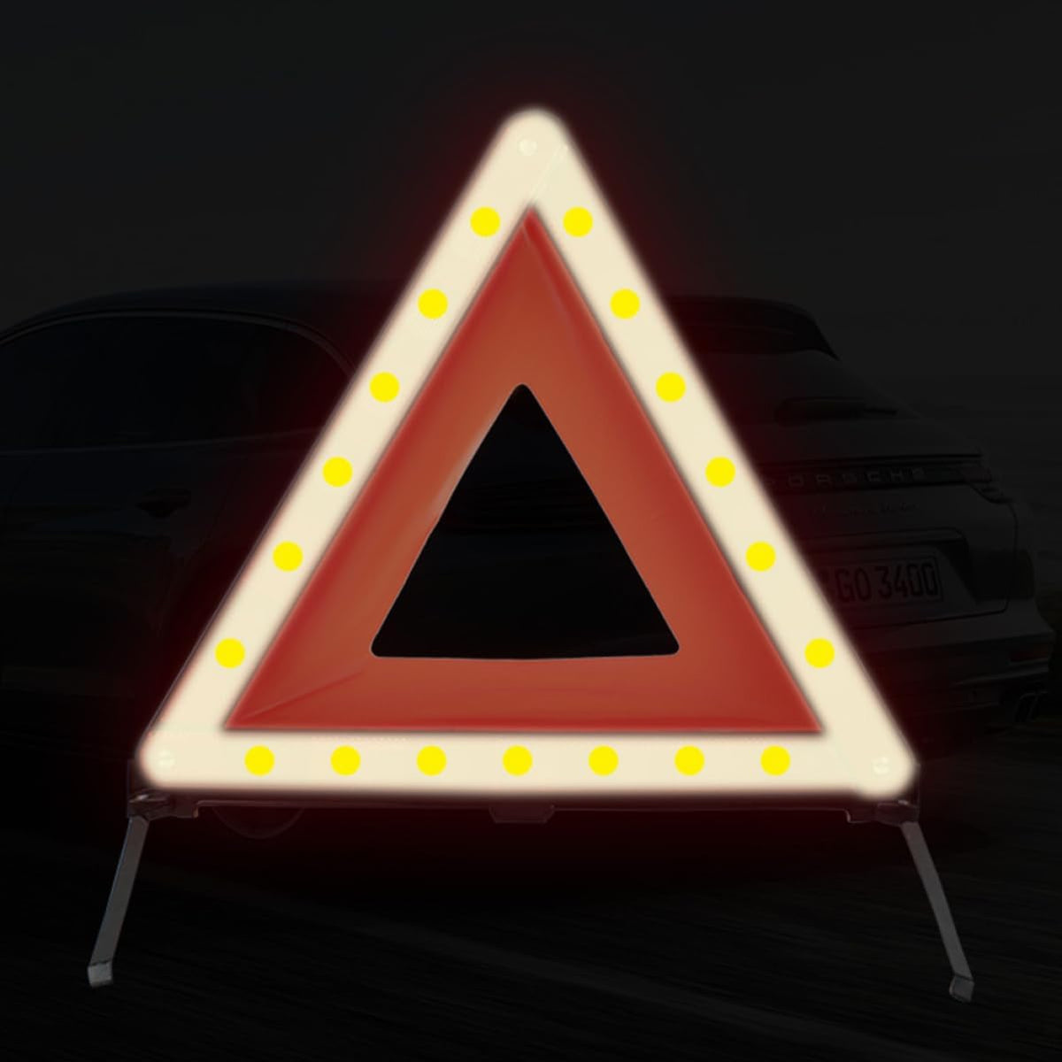 Red Plastic Triangle Warning Sign for Roadside Emergency Car Safety