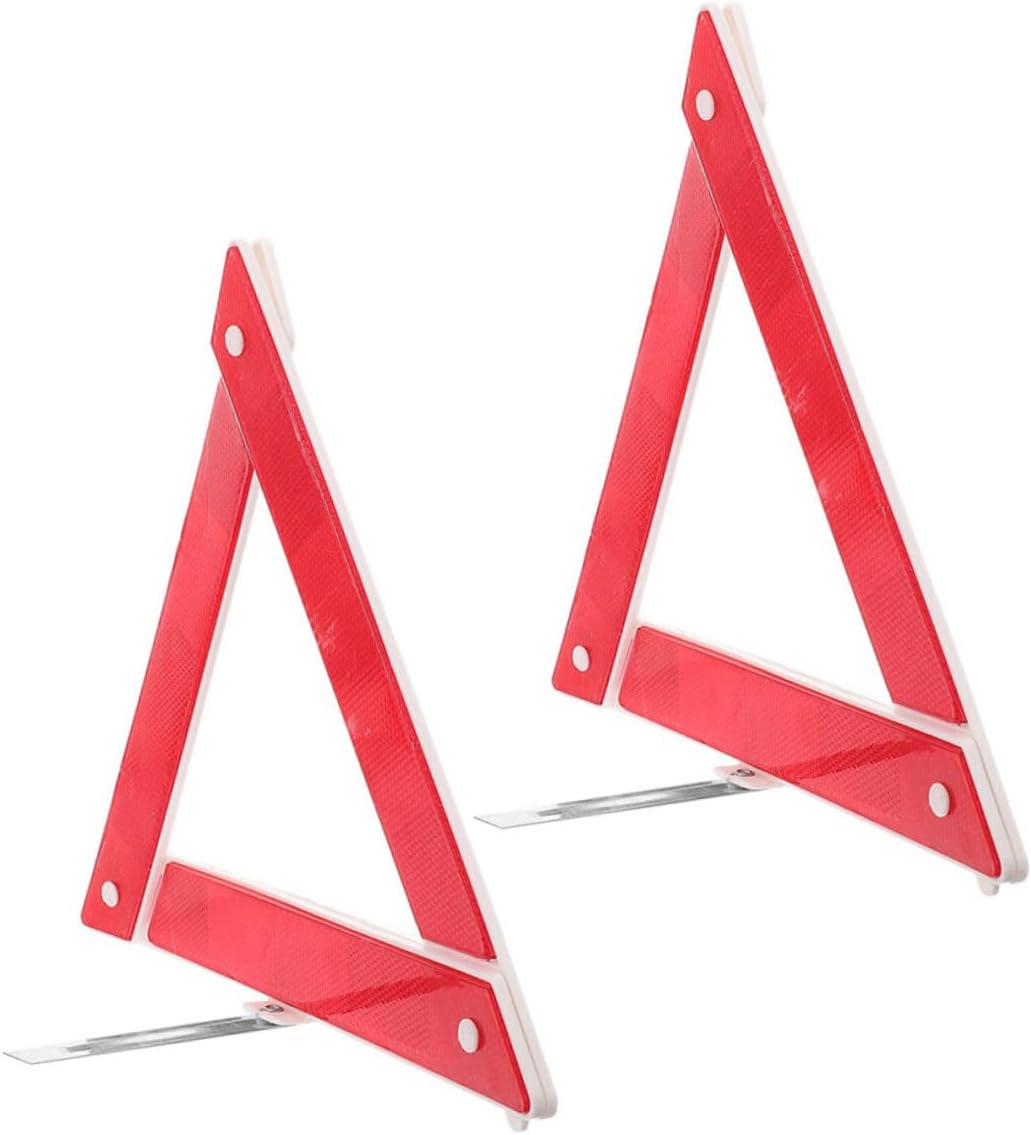 2pcs Red Plastic Triangle Warning Sign Reflectors for Vehicles