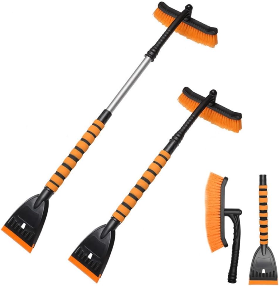 MUSM Snow Brush for Car, Extendable Ice Scraper with 39" Reach