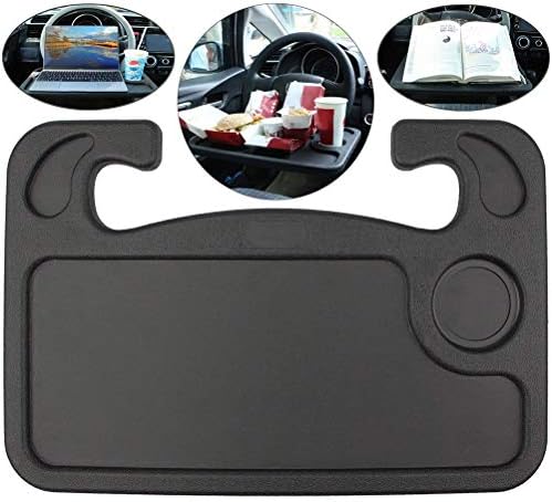 Steering Wheel Desk, Auto Car Steering Wheel Tray for Laptop, Food, Drink, Black ABS Material