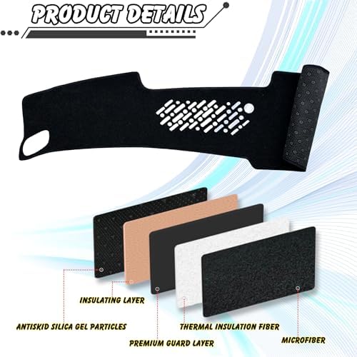 Non-Slip Dash Cover Mat Sunshield Protector Pad Compatible with Hyundai Kona 2024 2025 Accessories Pad (（Without HUD）)