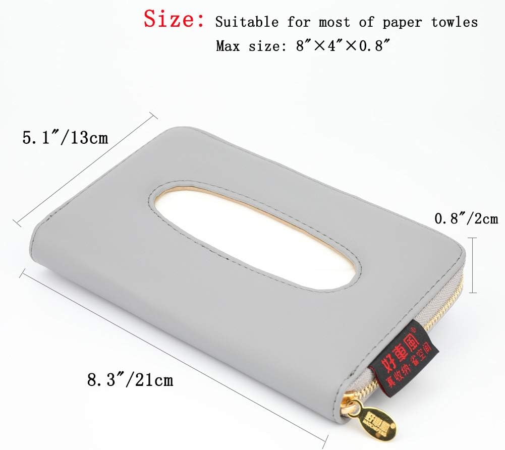 Car Visor Tissue Holder, Zipper Sun Visor Tissue Box for Car & Boat, Gray