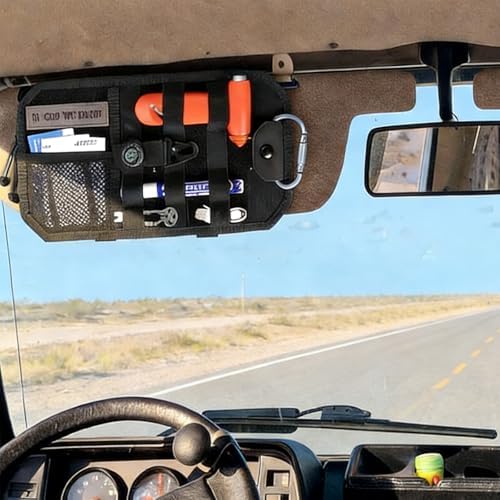 Car Visor Organizers Tactical Visor Molle Heavy Duty Zipper Storage Pouch Molle Panel Accessories Sun Visor Organizer Tactical Molle for Cars SUV Trucks