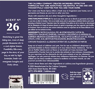 Caldrea Linen And Room Spray Air Freshener, Made With Essential Oils, Plant-Derived And Other Thoughtfully Chosen Ingredients, Lavender Cedar Leaf Scent, 16 Oz
