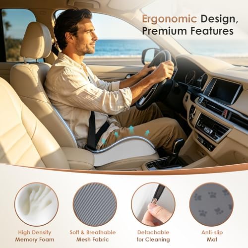 FLORICH Car Seat Cushion for Driving, Memory Foam Seat Cushion for Car Office Chair, Non-Slip Washable Seat Cushion for Car, Driver, Office-Gray