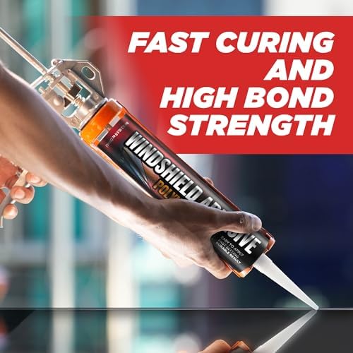 [2 Pack] Polyurethane Windshield Adhesive - Quick Curing & Weather Resistant Auto Glass Adhesive, Vertical & Overhead Application, Windshield Repair Kit with Gloves, Applicator Tip & Cartridge - 310ml
