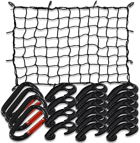 3' x 4' Cargo net Bungee Nets Stretches to 6' x 8',Small Truck Bed Cargo Net for Cars SUVs, for Frontier, Toyota Tacoma Short Bed Cargo Netting, Colorado & Subaru Accessories