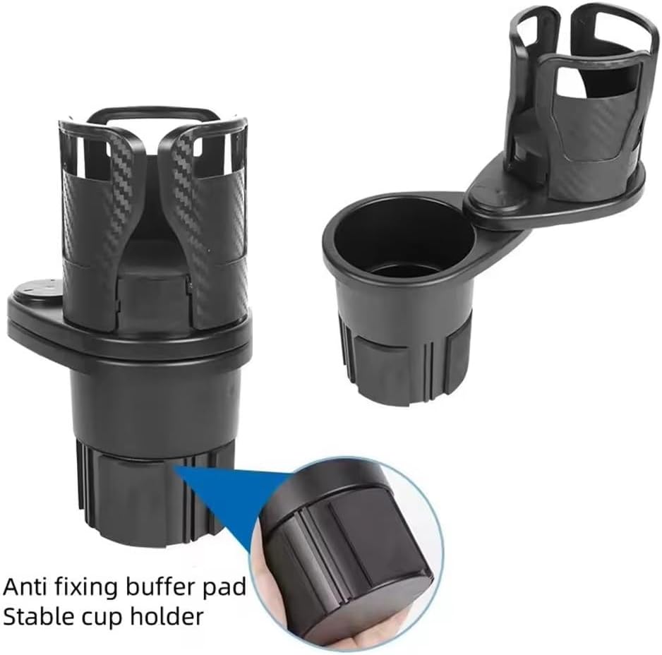 Car Cup Holder Expander for Audi A4 A5 & S5 RS5 2018-2022 2023 2024 2025, Multifunctional Dual Cup Mount with 360° Rotating Adjustable Carbon Fiber Texture Adapter