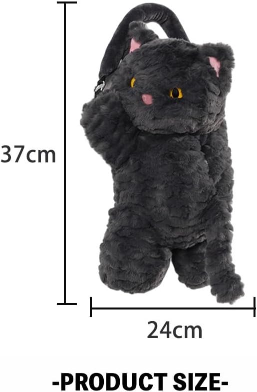 Plush Cat Car Tissue Holder Backseat Hanging Organizer, Black