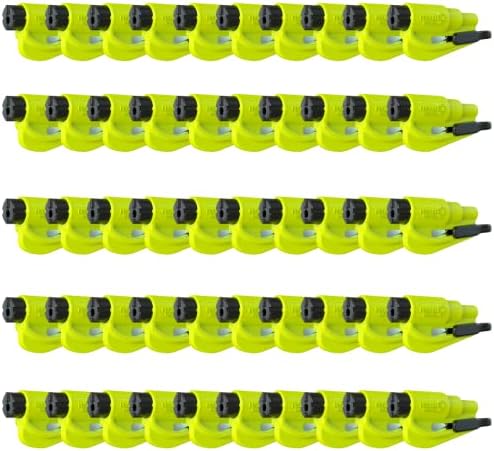 resqme Pack of 50 The Original Emergency Keychain Car Escape Tool, 2-in-1 Seatbelt Cutter and Window Breaker, Made in USA, Yellow - Compact Emergency Hammer