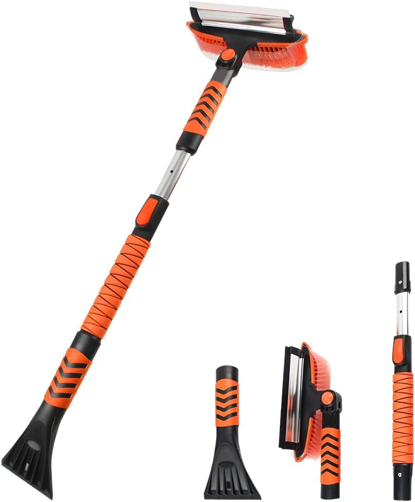 Yourkar 41" Extendable Ice Scrapers for Car Windshield, 3 in 1 Ice Scraper and Snow Brush for Car Windshield with Foam Grip, Car Snow Removal Equipment for Cars SUVs Trucks
