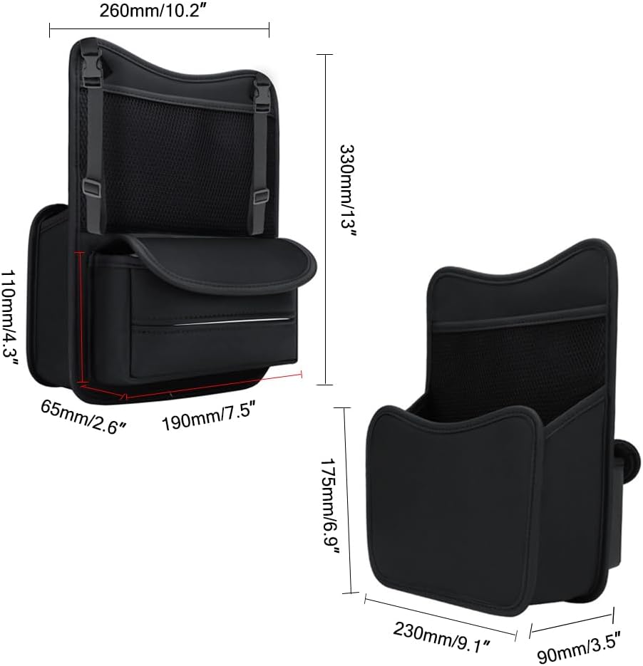 Car Purse Holder Between Seats Car Organizer, Leather Large Capacity Car Handbag Holder for Front Seat, Seat Back Net Bag Double-sided Tissue Storage Handbag Holder Car Accessories (Black)