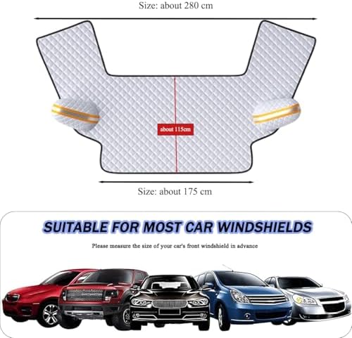 Car Windshield Snow Cover for Toyota Prius 30 Series 2009-2015, Thicken Car Windscreen Cover Winter Magnetic Windshield Frost Cover Side Window Rearview Mirror Protector,L