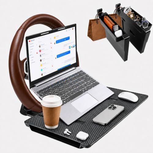 Steering Wheel Tray for Laptop & Eating, Adjustable Car Desk
