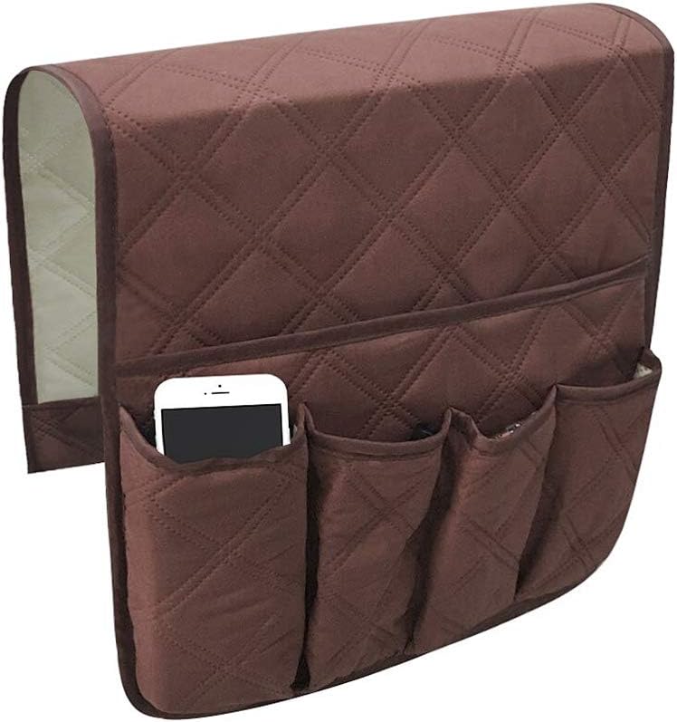IPENNY Couch Sofa Armrest Organiser Chair TV Remote Holder Bed Storage Pocket Bag for Cellphone Tablet Notepad Book Magazines DVD Eyewears Drinker Snacks Holder Pouch