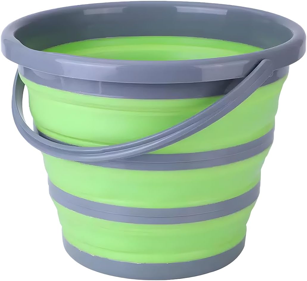 ZIMISI Car Collapsible Bucket, 10L 2.6 Gallon Foldable Car Wash Bucket for Space Saving, Portable Plastic Cleaning Buckets for Indoor Outdoor Vehicle Wash Garden Camping (Grey)