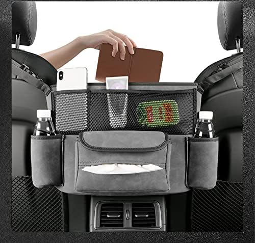JEYODA Car Handbag Holder Between Seats Suede Large Capacity Car Purse Holder Automotive Consoles & Organizers for Document Phone Storage Car Organizer(1925-style 2 grey)