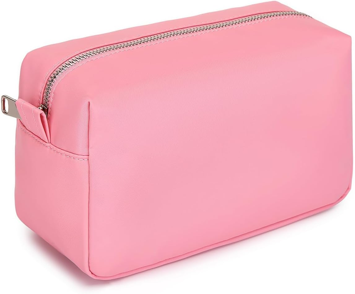 Travel Makeup Bag, Ring Clasp Wristlet Organizer (Pink)