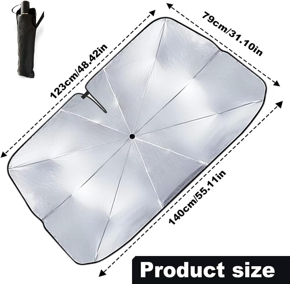 Car Windshield Sun Shade, Foldable Umbrella Sunshade(55 * 31 Inches)