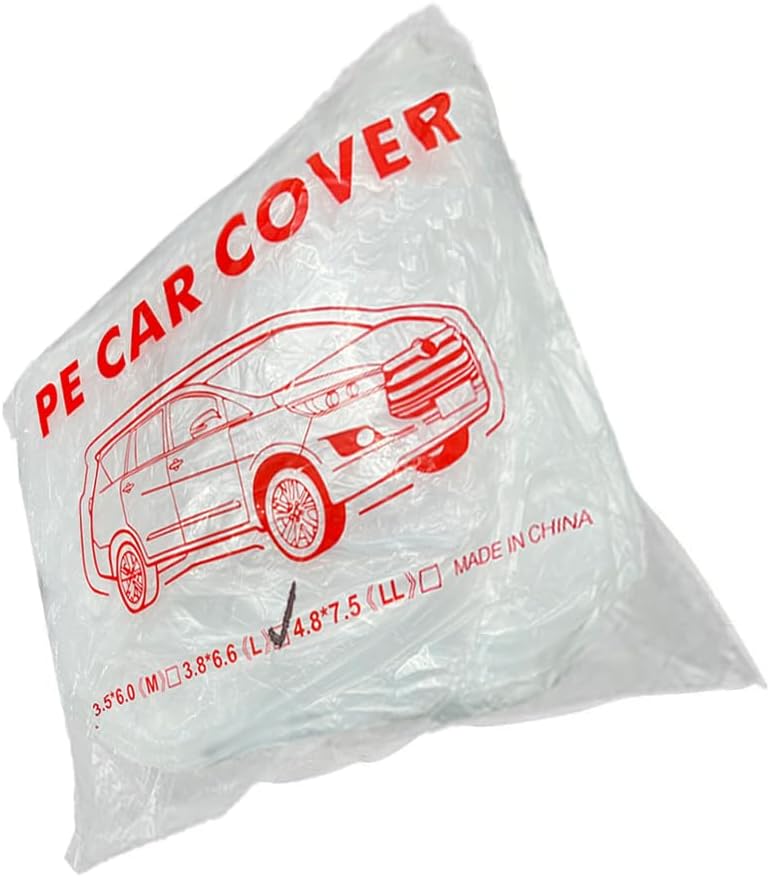 LuliKa 3 Packs Disposable Car Cover Clear Plastic Car Cover Universal Rain Dust Garage Cover with Elastic Band Medium (12.4 FT x 21.6 FT)…