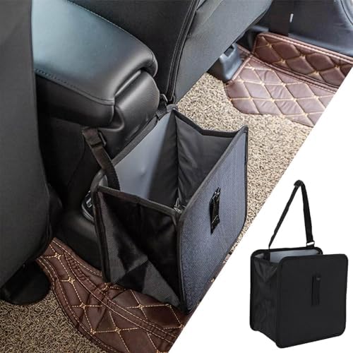 Car Trash Can, Oxford Cloth Foldable Car Trash Bin Hanging, 1.85 Gallon Capacity Garbage Bag Organizer, Leak-Proof Waterproof Auto Storage Container (Large)