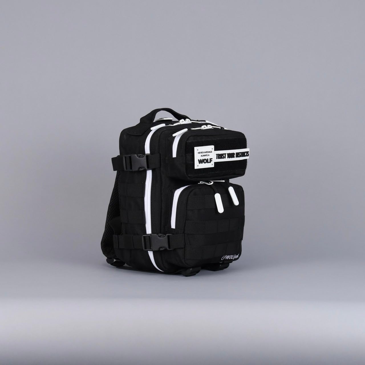 WOLFpak 9L Mini Tactical Backpack for Men & Women | Compact Everyday Carry Bag for Gym, School, Travel | Durable, Water-Resistant Daypack w/Molle System & Patch Panel (Alpha Black White Accents)