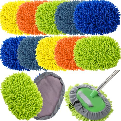 Layhit 10 Pcs Car Wash Mitt Set, Brush Not Included, Microfiber Mitt Cleaning Car Truck Washing Tools Kit RV Pickup Chenille Scratch Replacement (Multicolor)