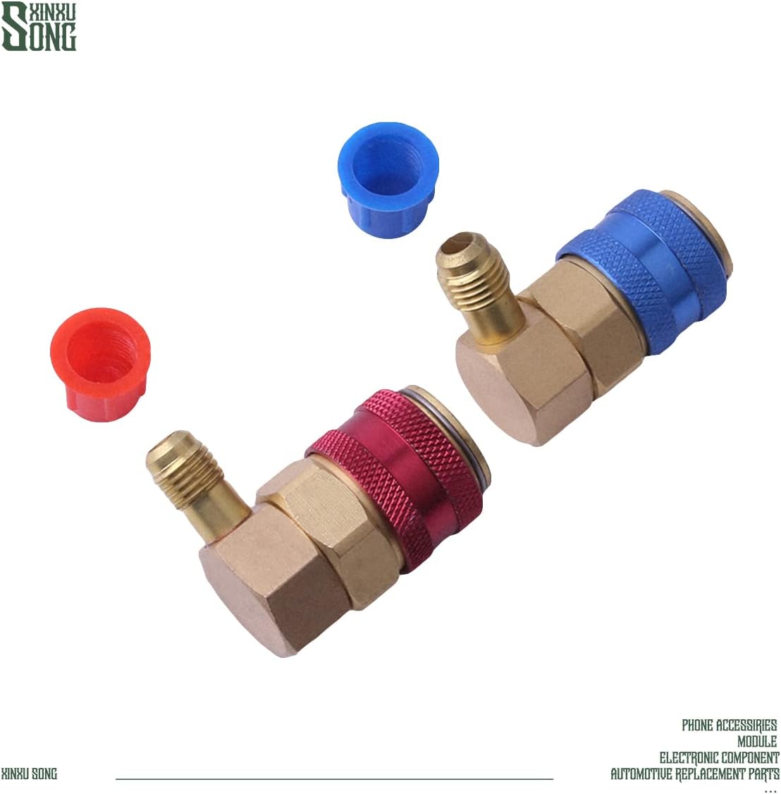 Replace R134A Adapter, (2pcs) Air Conditioning Manifold Freon, Quick Connectors for R134a System Port QC15 AC Quick Connector Adapter HVAC Coupler Car Auto Air-Conditioning