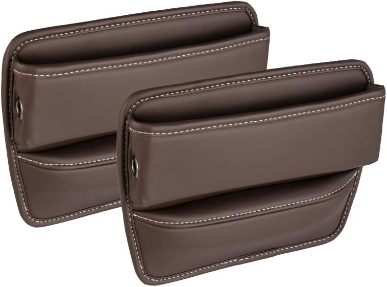 Riloer Car Organizers for Gap Leather Waterproof Car Seat Gap Fillers for Cars, Suvs, Trucks, Front Seat Gap Fillers for Phones, Keys, Cards, Glasses, Coffee