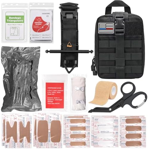 IFAK Trauma Kit with Tourniquet, 4-Inch Israeli Bandage, First Aid Kit for Car, Camping, Hiking and Travel with Molle Bag