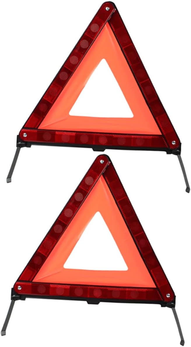 2Pcs Road Safety Warning Triangle Sign Foldable Plastic Red