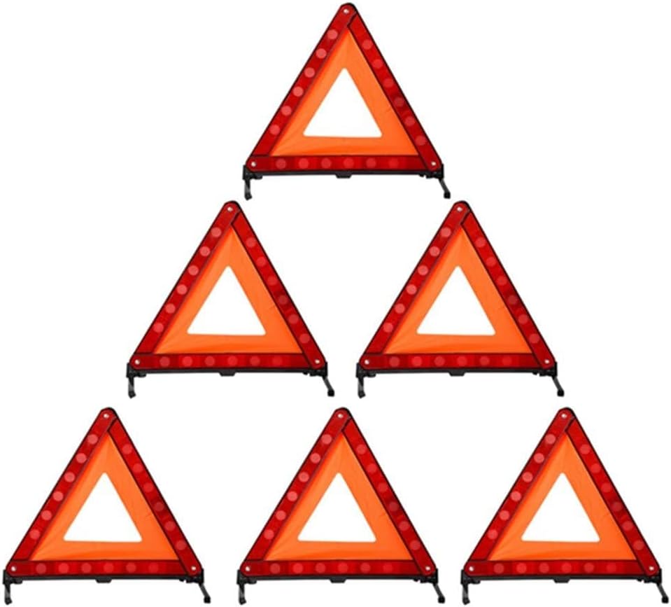 Warning Triangle Foldable Safety Triangle Triple Warning Kit Warning Triangle Reflector Roadside Hazard Sign Triangle Symbol for Emergency with Storage Bag (3 Pack)